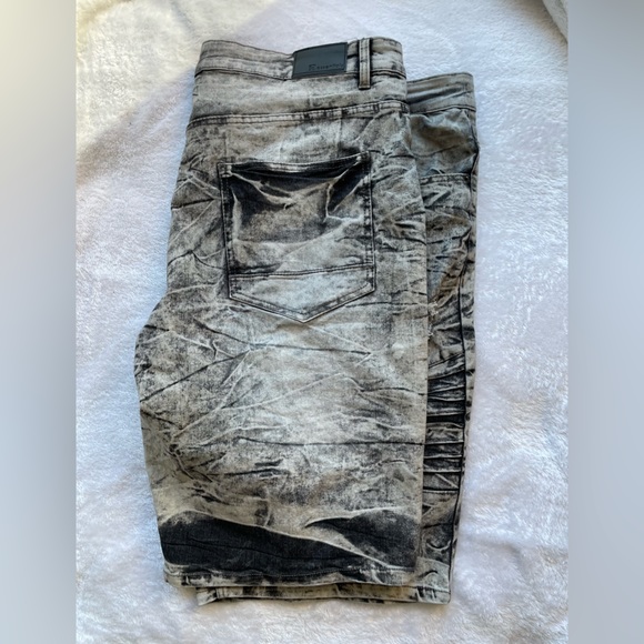 Sp Essentials Men's Stretch Black Grey Chino Acid Wash Shorts Size 48 - Picture 4 of 6